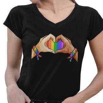 Gay Pride Clothing Lgbt Rainbow Flag Women V-Neck T-Shirt - Monsterry