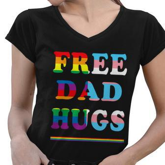 Gay Pride Free Dad Hugs Gay Lgbt Pride Month Graphic Design Printed Casual Daily Basic Women V-Neck T-Shirt - Thegiftio UK