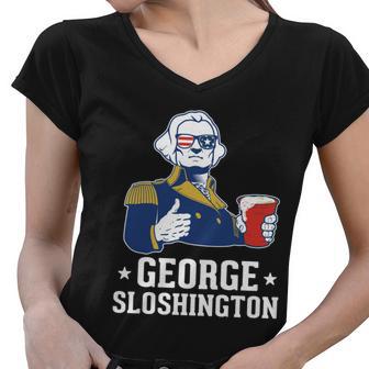 George Washington Funny 4Th Of July American Patriotic Usa Women V-Neck T-Shirt - Monsterry DE