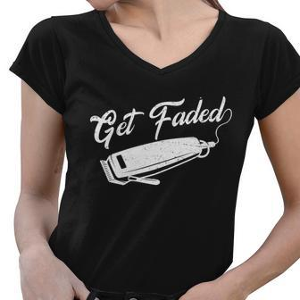 Get Faded Barber Razor Tshirt Women V-Neck T-Shirt - Monsterry DE