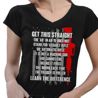 Get This Straight Ar-15 Us Flag Tshirt Women V-Neck T-Shirt - Monsterry