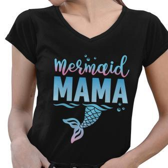 Girls Birthday Mermaid Mama Matching Family For Mom Women V-Neck T-Shirt - Monsterry