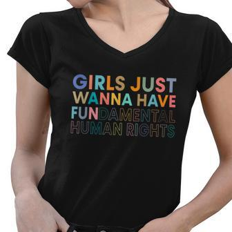 Girls Just Wanna Have Fundamental Rights V2 Women V-Neck T-Shirt - Monsterry DE