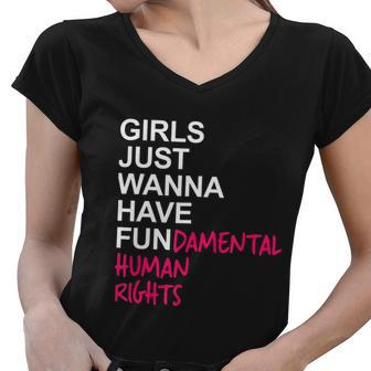 Girls Just Wanna Have Fundamental Rights V3 Women V-Neck T-Shirt - Monsterry
