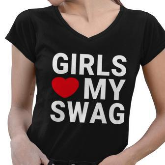 Girls Love My Swag Women V-Neck T-Shirt - Monsterry DE