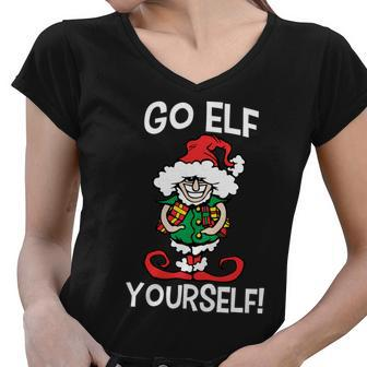 Go Elf Yourself Funny Christmas Tshirt Women V-Neck T-Shirt - Monsterry AU