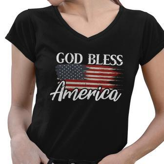 God Bless America 4Th Of July Patriotic Usa Great Gift Women V-Neck T-Shirt - Monsterry UK