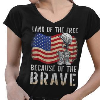 God Bless America Eagle Land Of The Free Home Of The Brave Women V-Neck T-Shirt - Thegiftio UK
