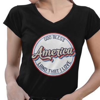 God Bless America Land That I Love Freedom America July 4Th Cute Gift Women V-Neck T-Shirt - Monsterry CA