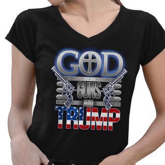 God Guns And Donald Trump Tshirt Women V-Neck T-Shirt - Monsterry DE