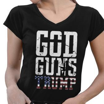 God Guns Trump Christian President Trump Supporter Gift Women V-Neck T-Shirt - Monsterry DE