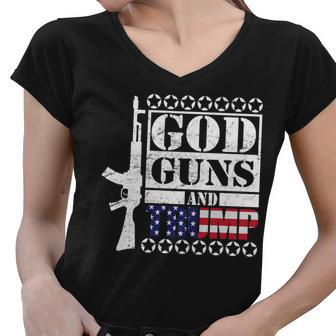 God Guns Trump Tshirt V2 Women V-Neck T-Shirt - Monsterry