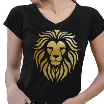 Golden King Lion Tshirt Women V-Neck T-Shirt - Monsterry DE