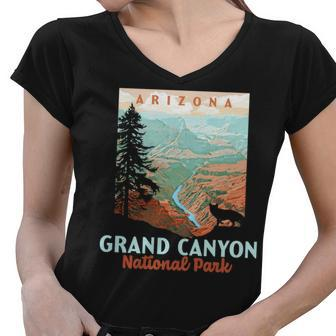 Grand Canyon National Park Arizona Vintage Wpa Style Women V-Neck T-Shirt - Seseable