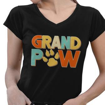 Grand Paw Funny Dog Grandpa Tshirt Women V-Neck T-Shirt - Monsterry