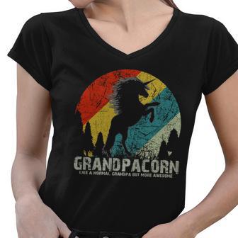 Grandpacorn Grandpa Unicorn Women V-Neck T-Shirt - Monsterry UK