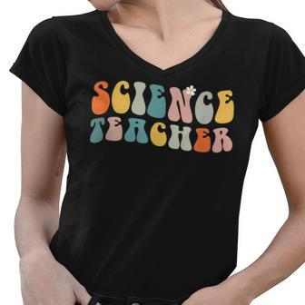 Groovy Vintage Science Squad Teacher Student Technology Team Women V-Neck T-Shirt - Thegiftio UK