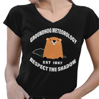 Groundhog Meteorology Respect The Shadow Tshirt Women V-Neck T-Shirt - Monsterry