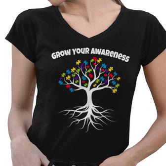 Grow Your Awareness Tree Roots Women V-Neck T-Shirt - Monsterry UK