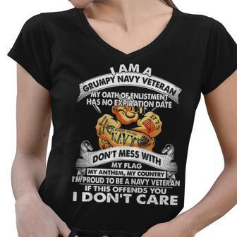 GRUMPY NAVY VET Women V-Neck T-Shirt - Monsterry CA