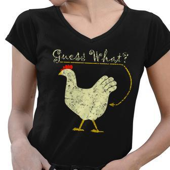 Guess What Chicken Butt Tshirt Women V-Neck T-Shirt - Monsterry