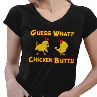 Guess What Chickenbutt Chicken Graphic Butt Tshirt Women V-Neck T-Shirt - Monsterry