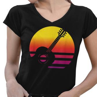 Guitar Retro Style Vintage V2 Women V-Neck T-Shirt - Seseable