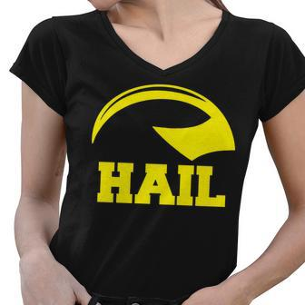 Hail Michigan Helmet Football Victors Tshirt Women V-Neck T-Shirt - Monsterry