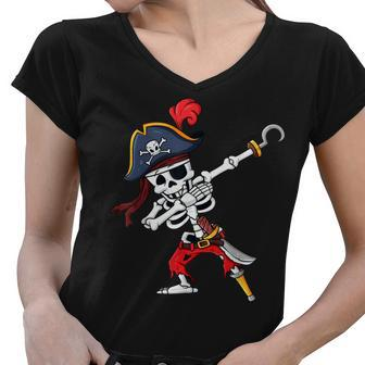 Halloween Dabbing Pirate Skeleton Funny Dab Boys Girls Kids Women V-Neck T-Shirt - Thegiftio UK