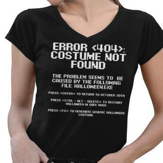 Halloween Error 404 Costume Not Found Apparel Funny Geeky V2 Women V-Neck T-Shirt - Thegiftio UK
