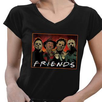 Halloween Friends Halloween Horror Movies Characters Tshirt Women V-Neck T-Shirt - Monsterry AU