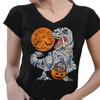 Halloween Shirts For Boys Men Dinosaur T Rex Mummy Pumpkin Women V-Neck T-Shirt - Thegiftio UK