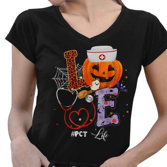 Halloween Vibes Pct Life Pumpkin Nurse Outfit For Nurse Women V-Neck T-Shirt - Thegiftio UK
