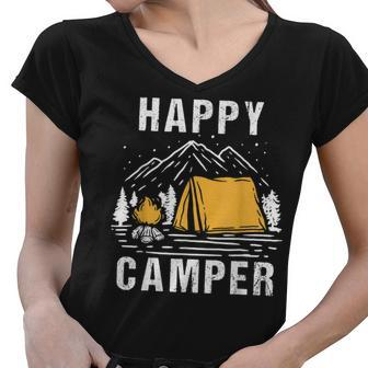 Happy Camper - Camping Rv Camping For Men Women And Kids Women V-Neck T-Shirt - Seseable