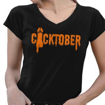 Happy Cocktober Funny Halloween Sayings Womens Tees Tops 9 Women V-Neck T-Shirt - Thegiftio UK