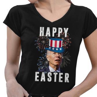 Happy Easter Joe Biden Funny 4Th Of July Women V-Neck T-Shirt - Monsterry DE