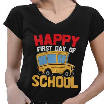 Happy First Day Of School Plus Size Shirt For Teacher Male Female Women V-Neck T-Shirt - Monsterry