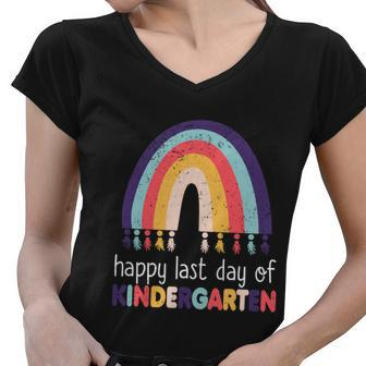 Happy Last Day Of Kindergarten Gift Teacher Last Day Of School Great Gift Women V-Neck T-Shirt - Monsterry
