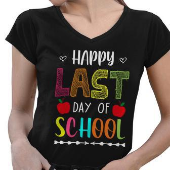 Happy Last Day Of School Summer Break Teacher Friday Gift Women V-Neck T-Shirt - Monsterry AU