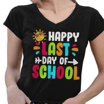 Happy Last Day Of School Sun Women V-Neck T-Shirt - Monsterry