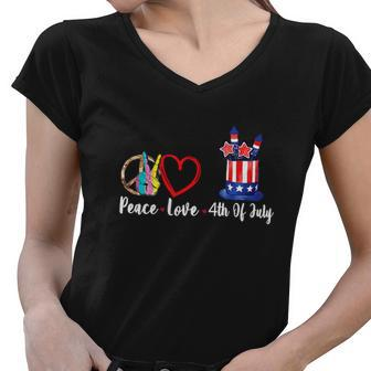Happy Peace Love 4Th Of July Sublimation Women V-Neck T-Shirt - Monsterry