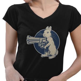 Hare Trigger Gangster Bunny Women V-Neck T-Shirt - Monsterry AU