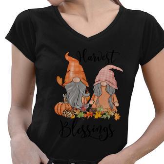 Harvest Blessings Thanksgiving Quote V2 Women V-Neck T-Shirt - Monsterry CA