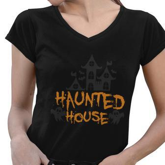 Haunted House Funny Halloween Quote V2 Women V-Neck T-Shirt - Monsterry