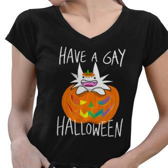 Have A Gay Halloween Women V-Neck T-Shirt - Thegiftio UK