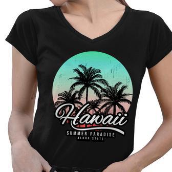 Hawaii Vintage Logo Tshirt Women V-Neck T-Shirt - Monsterry CA