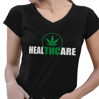 Health Care Thc Weed Tshirt Women V-Neck T-Shirt - Monsterry