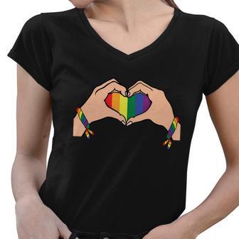 Heart Lgbt Gay Pride Lesbian Bisexual Ally Quote Women V-Neck T-Shirt - Monsterry UK