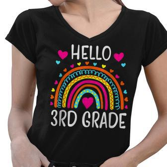 Hello 3Rd Grade Team Squad Crew Back To School Teachers Kids Women V-Neck T-Shirt - Seseable