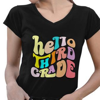 Hello Third Grade Team 3Rd Grade Back To School Teacher Women V-Neck T-Shirt - Monsterry